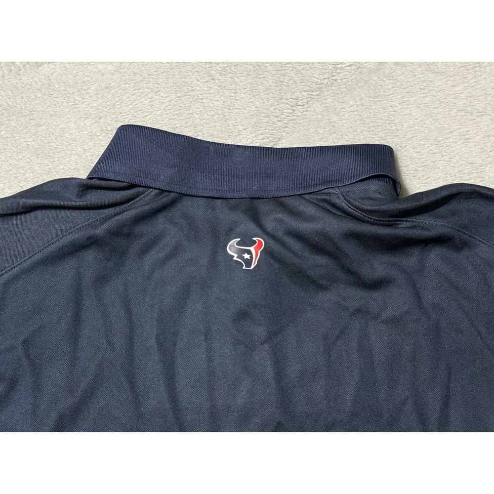 Jordan Houston Texans Polo Mens Large Navy Blue Striped Dri-FIT Shirt